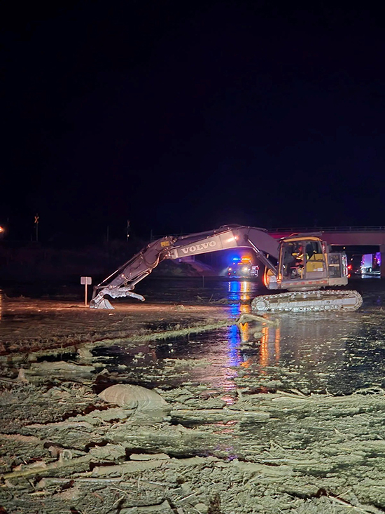 CDOT crews working around the clock removing mud and debris across both directions of I-70 between New Castle and Silt.  