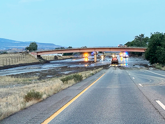 Mud and debris across both directions of I-70 between New Castle and Silt.  