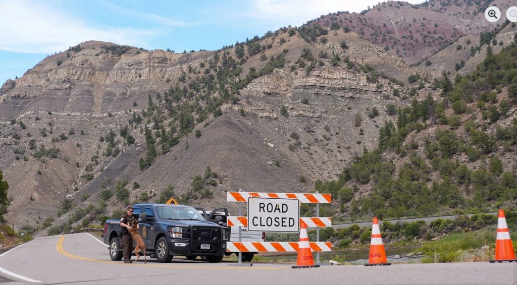 8-25-25 Road closure sign with deputy and service dog