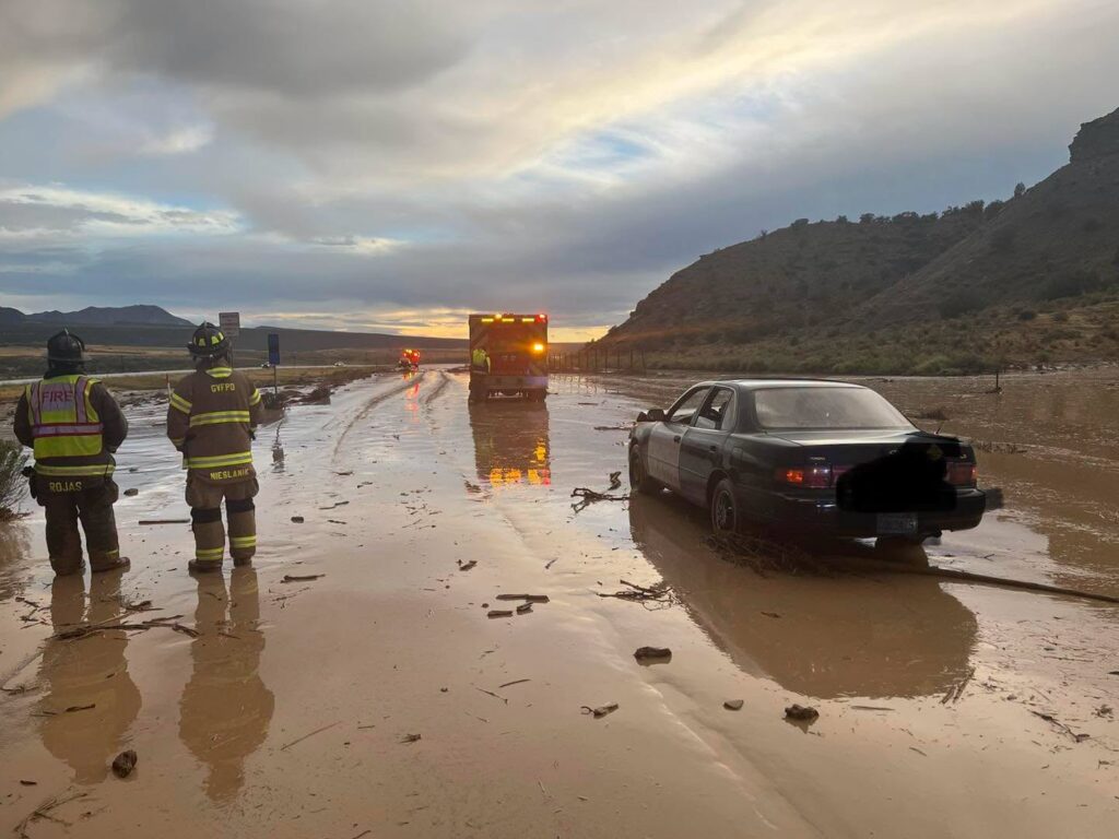 Mud and debris on Interstate 70