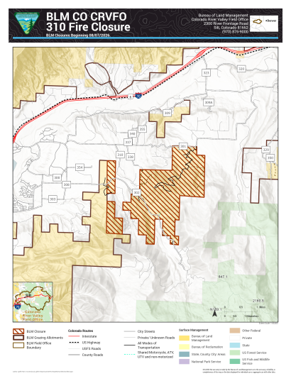 BLM closure of public lands around 310 Fire
