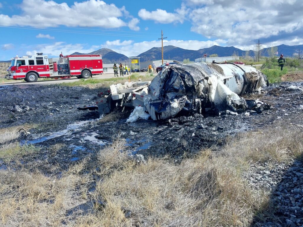 Photo of the tanker truck that collided with a train near Rifle on May 6.