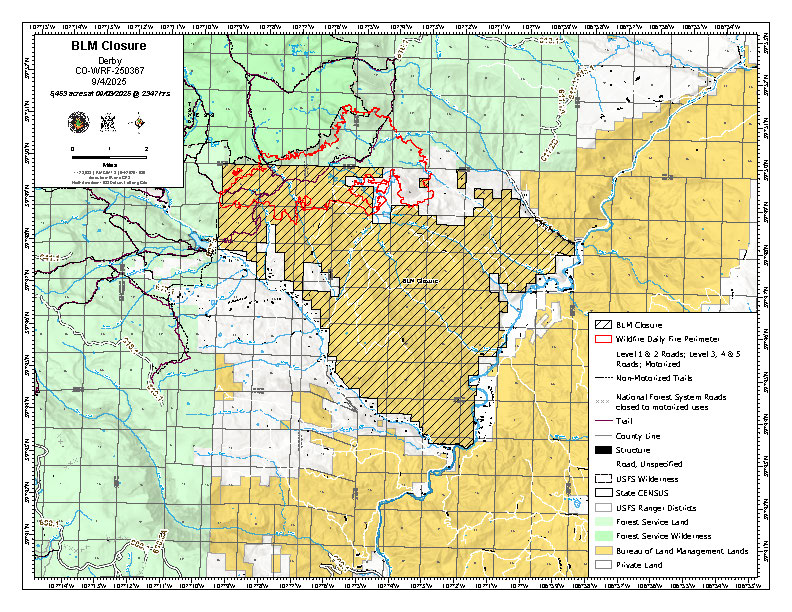 map of BLM land closure for Derby Fire