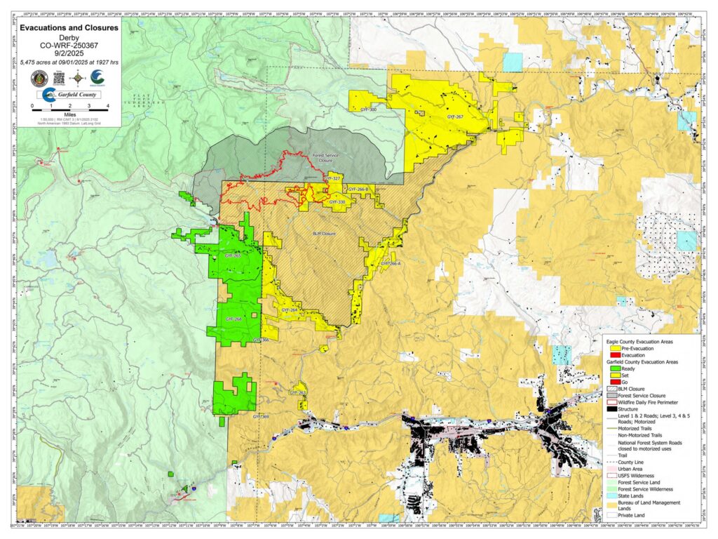 derby fire evacuations and closures map 9/2/25