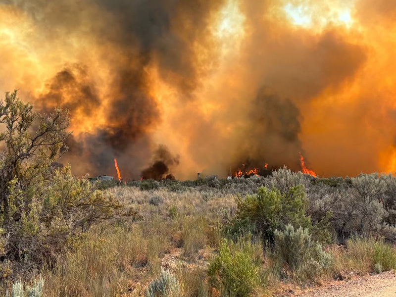 Emergency services respond to the dry creek fire
