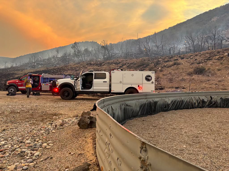 Emergency services respond to the dry creek fire