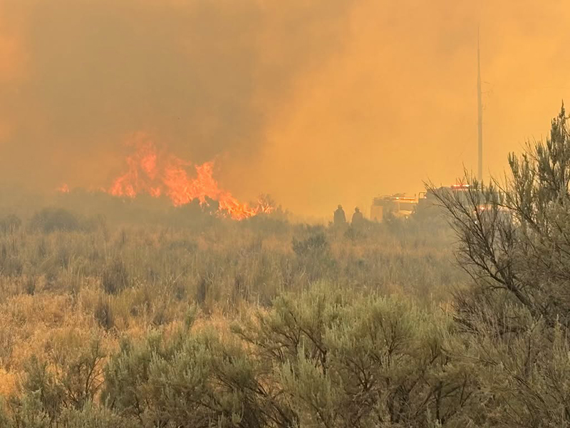 Emergency services respond to the dry creek fire