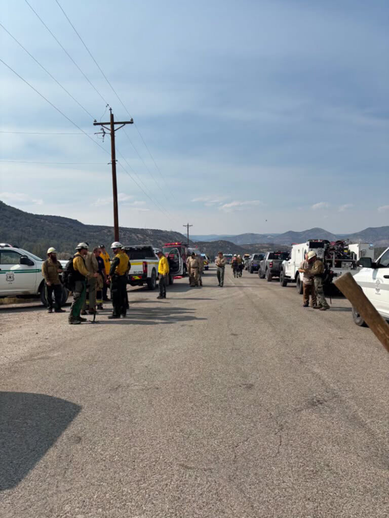 Emergency services respond to the dry creek fire