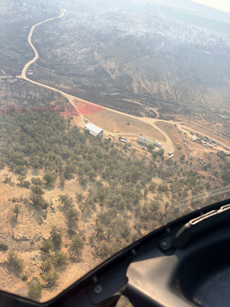 Aerial view of the Dry Creek Fire burn area.