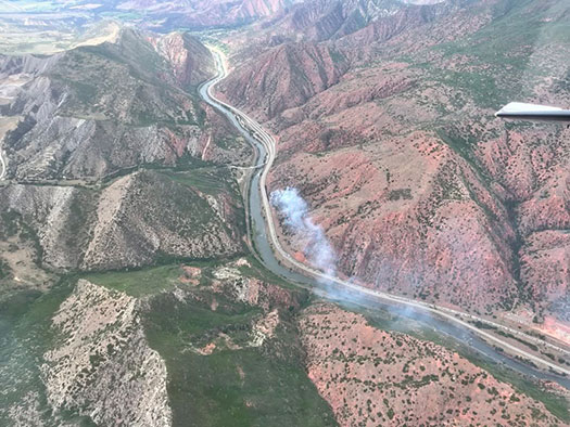 Firefighters respond to a brush fire in South Canyon near Glenwood Springs.