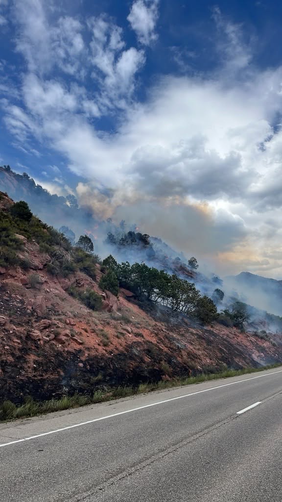 Firefighters respond to a brush fire in South Canyon near Glenwood Springs.