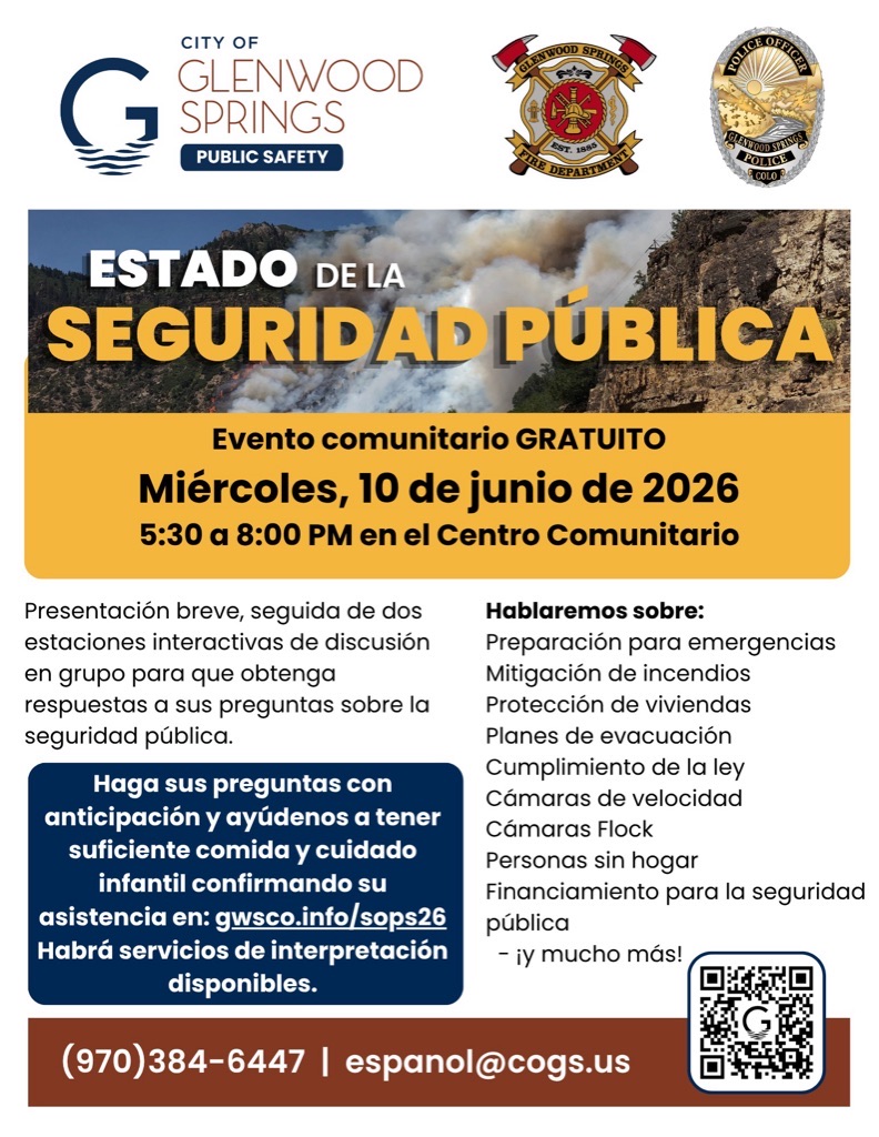 Glenwood Springs State of Public Safety flyer in spanish
