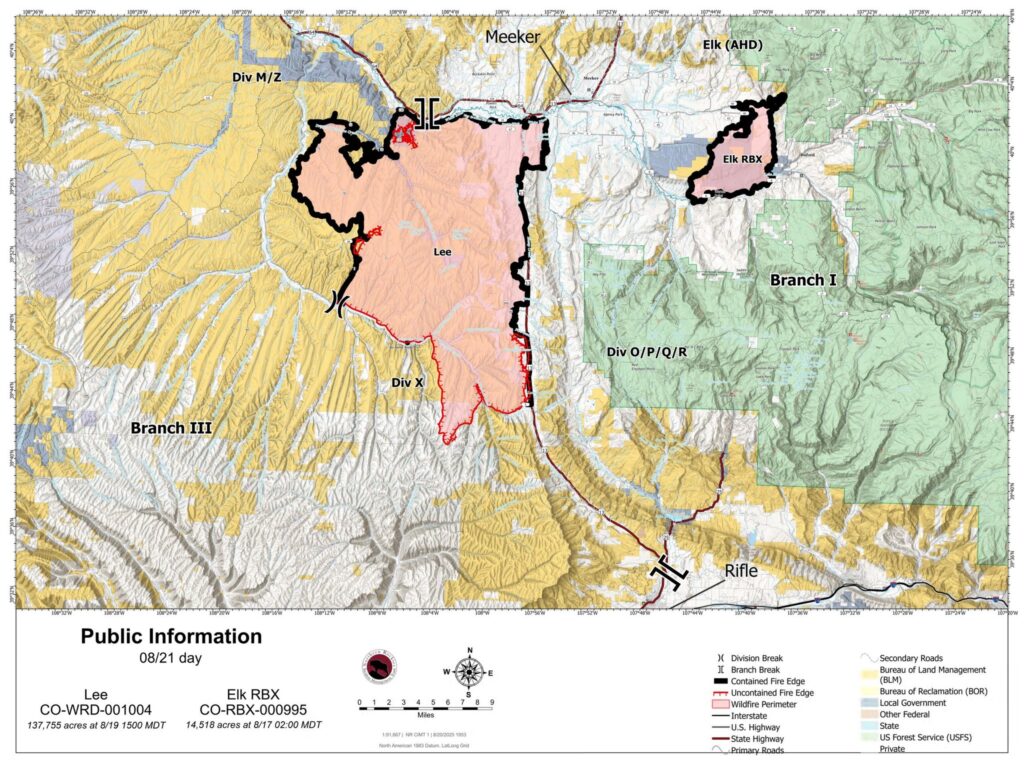 8-21-25 Elk and Lee Fire map
