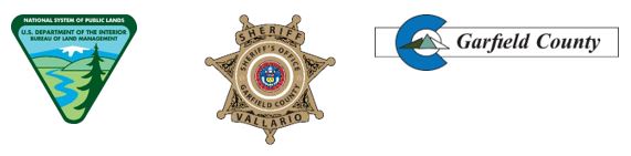Bureau of Land Management, Garfield County Sheriff's Office and Garfield County logos
